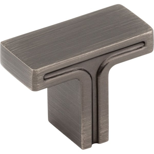 Jeffrey Alexander 1-3/8" Overall Length Brushed Pewter Rectangle Anwick Cabinet Knob 867BNBDL - main